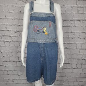 Warner Bros Tweety "Cool Chick" Overall Cotton Denim Shorts, Women's 22/24W